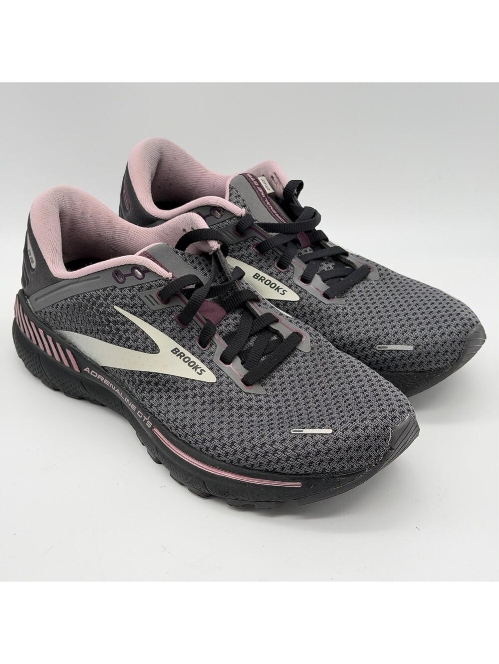 Brooks Adrenaline GTS 22 Womens 9 Medium B Pearl Black Pink Running Shoes